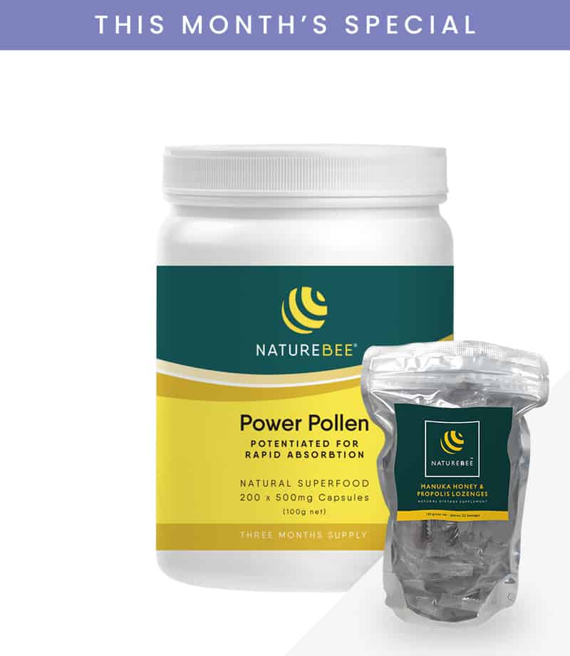 NatureBee Power Pollen Power Pack + Honey and Propolis Lozenges 50pk ...