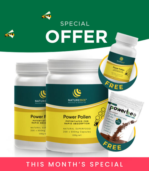 NatureBee Power Pollen Partner Pack + 60 Caps + 7 Meal Shake (SAVE $89.90)