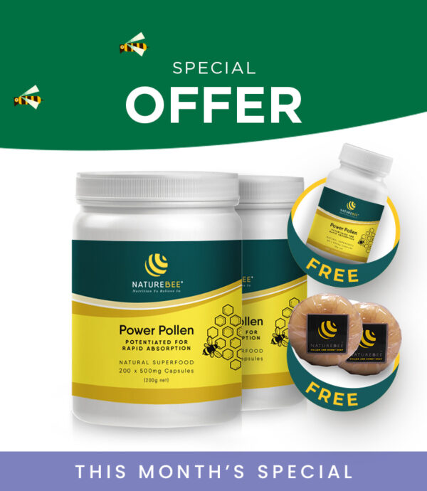 NatureBee Power Pollen Partner Pack + 60 Caps + 2 Pcs Honey Pollen Soap