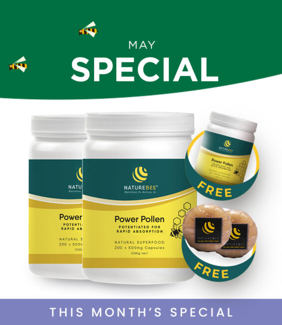 NatureBee Power Pollen Partner Pack + 60 Caps + 2 Pcs Honey Pollen Soap