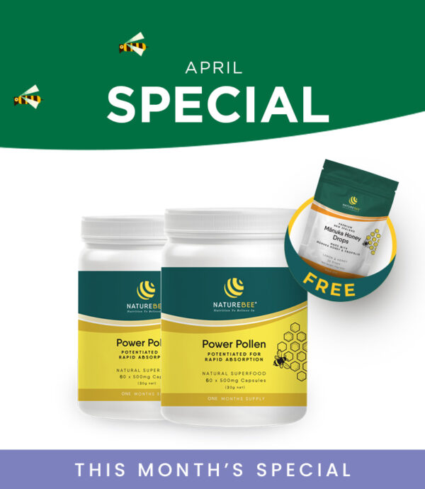 NatureBee Power Pollen Partner Pack + Manuka Honey Drops – Lemon & Honey (25 pk)