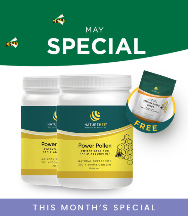 NatureBee Power Pollen Partner Pack + Manuka Honey Drops – Lemon & Honey (25 pk)