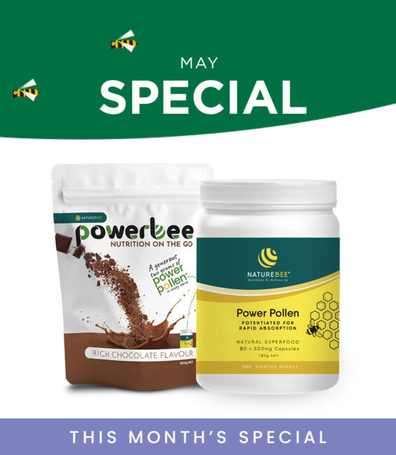 NatureBee Power Pollen (60 caps) + PowerBee Chocolate Shake (Not available for NZ customers)