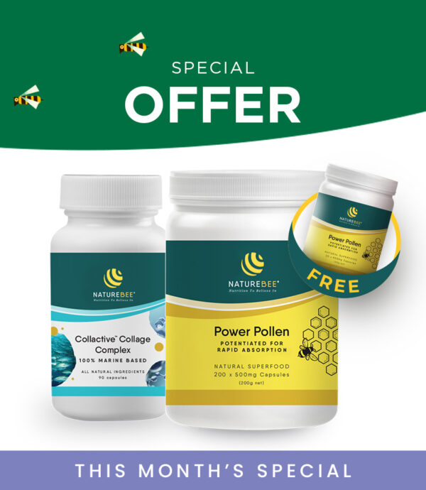 Power Pollen Power & Collagen Pack (x1 200 Cap Bottle + x1 Collagen Bottle + x1 FREE 60 Cap Bottle)