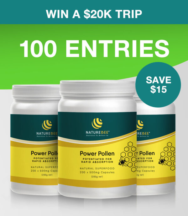 100 ENTRIES – Power Pollen Family Pack – 3 Month Supply for 3 people (600 caps)