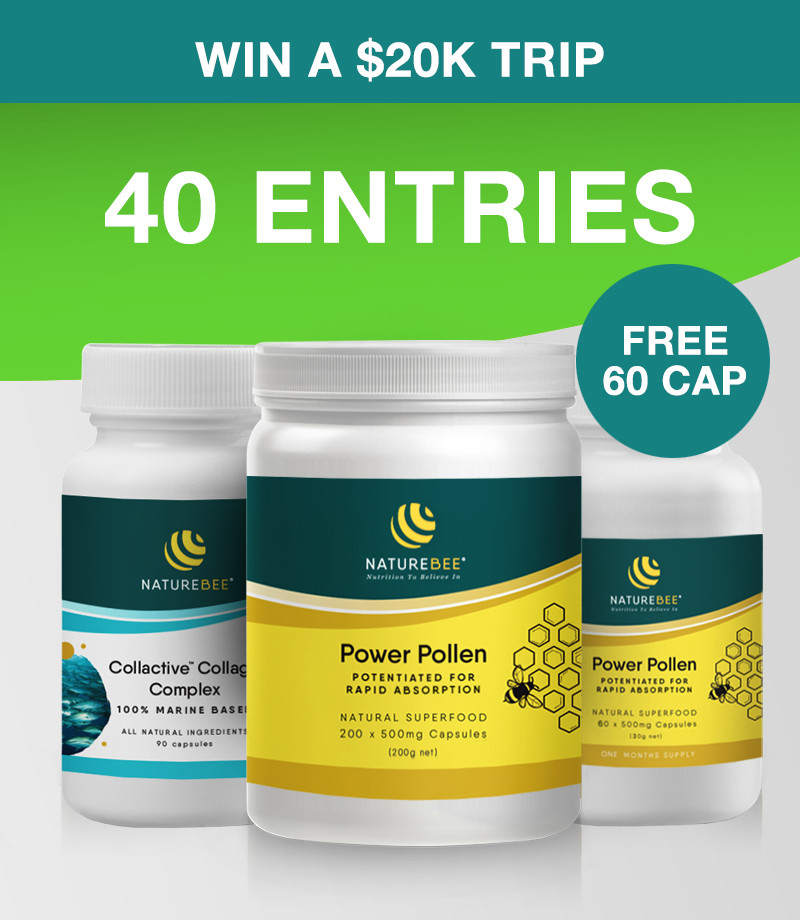 40 ENTRIES – Power Pollen Power & Collagen Pack 40 ENTRIES – Power Pollen Power & Collagen Pack (x1 200 Cap Bottle + x1 Collagen Bottle + x1 FREE 60 Cap Bottle)