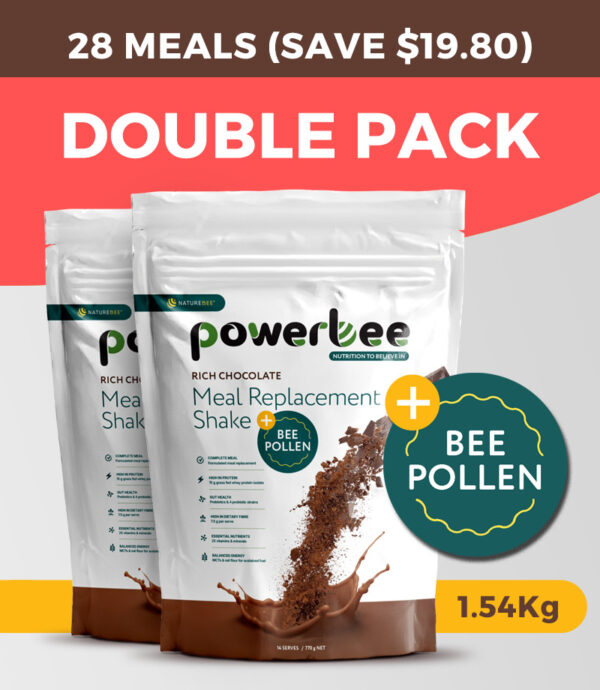 PowerBee Meal Replacement Shake Chocolate – Double Pack (28 Meals – SAVE $19.80)