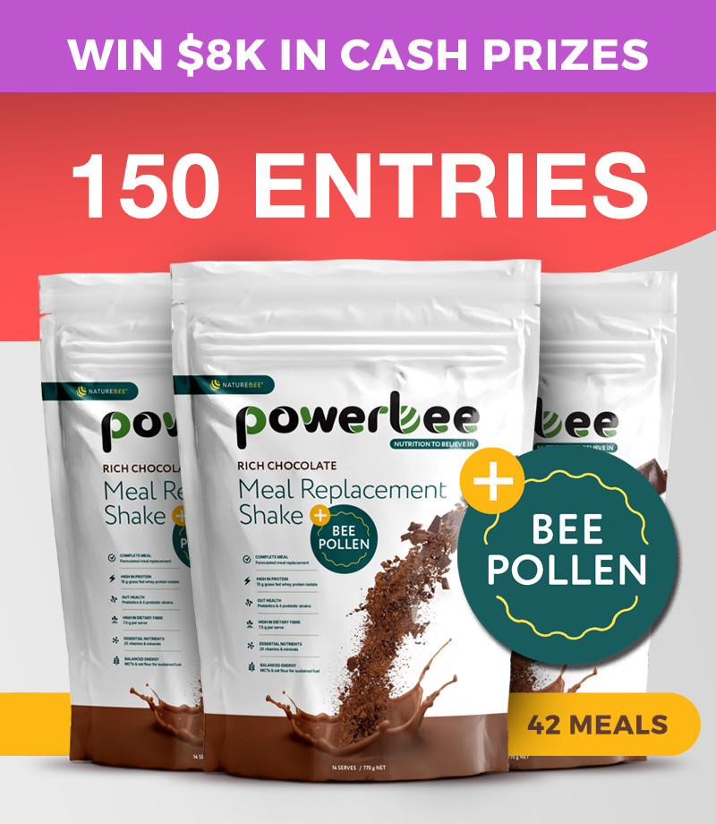 150_ENTRIES_MealShake 150 Entries PowerBee Meal Replacement Shake Chocolate – Triple Pack (42 Meals – SAVE $24.70)