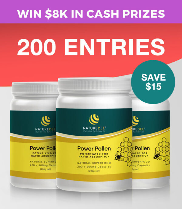 200 ENTRIES – Power Pollen Family Pack – 3 Month Supply for 3 people (600 caps)