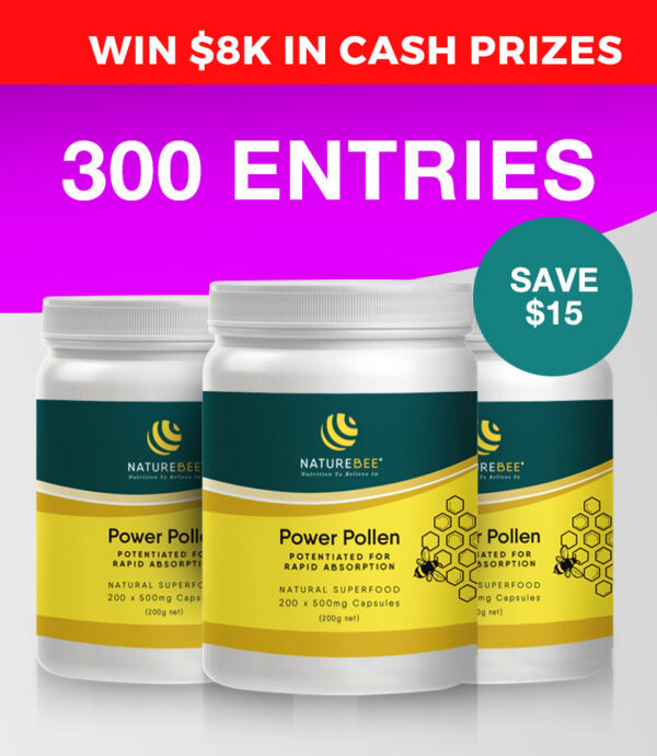 300 ENTRIES – Power Pollen Family Pack – 3 Month Supply for 3 people (600 caps)