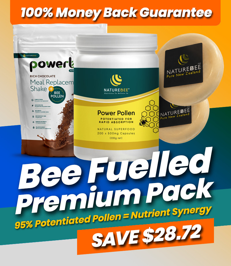Bee_Fuelled_PremiumKit-1 Bee Fuelled Premium Kit (200X Capsule Power Pollen + 50% OFF 7X Chocolate Meal Replacement Shakes + 50% OFF 2X Honey Pollen Soap)