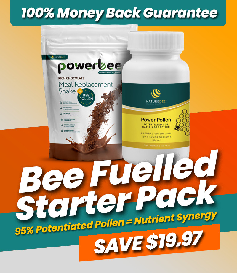 Bee_Fuelled_StarterKit-1 Bee Fuelled Starter Kit (60X Capsule Power Pollen + 50% OFF 7X Chocolate Meal Replacement Shakes)